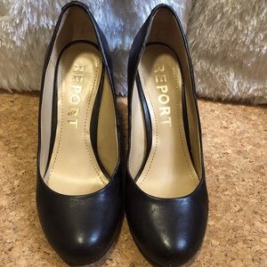 SOLD Report Classic Black Wedge Platform Shoe